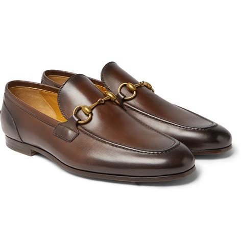 brown gucci mens loafers|men's gucci jordaan loafer.